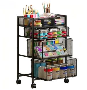 4-Tier Rolling Utility Cart with 3 Drawers, Craft Organizer and Storage with DIY Divider, Art-Craft Supplies with Caster Wheels, Multi-Functional Storage For Classroom, Office, Paints, Artifacts 4-Tier Rolling Utility Cart with 3 Drawers, Craft Organizer and Storage with DIY Divider, Art-Craft Supplies with Caster Wheels, Multi-Functional Storage For Classroom, Office, Paints, Artifacts