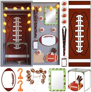 19 Pcs Locker Accessories, Football Locker Organizer Decoration with Shelf, Wallpaper, Mirror, Whiteboard, Pen Holder, Dry Erase Markers, Magnets, String Light, Hook, Lanyard Card Holder 19 Pcs Locker Accessories, Football Locker Organizer Decoration with Shelf, Wallpaper, Mirror, Whiteboard, Pen Holder, Dry Erase Markers, Magnets, String Light, Hook, Lanyard Card Holder