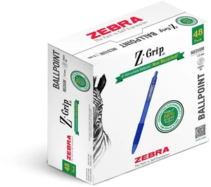 Z-Grip Recycled Ballpoint Pen, Blue Ink, 1.0mm, 48 Bulk-Pack Retractable, Smooth Writing, Medium Point, 68% Recycled (GRS Certified; Global Recycled Standards) School & Office (20428) Z-Grip Recycled Ballpoint Pen, Blue Ink, 1.0mm, 48 Bulk-Pack Retractable, Smooth Writing, Medium Point, 68% Recycled (GRS Certified; Global Recycled Standards) School & Office (20428)