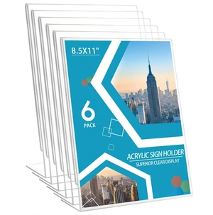 Acrylic Sign Holder 6 Pack 8.5x11 Slant Back Acrylic Stands for Display Plexiglass Clear Acrylic Display Stands for Ad Frame, Picture Photo Frames, Promotions, Restaurants, Office, Store, Home Acrylic Sign Holder 6 Pack 8.5x11 Slant Back Acrylic Stands for Display Plexiglass Clear Acrylic Display Stands for Ad Frame, Picture Photo Frames, Promotions, Restaurants, Office, Store, Home