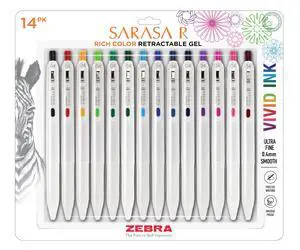 SARASA R Vivid Gel Retractable Pen, Assorted Ink, 0.4mm, 14-Pack Made in Japan, Quick-Drying Smear-Free Ink, Create Deep, Saturated Colors and Smooth Gel Lines, Fine Point Tip (47714) SARASA R Vivid Gel Retractable Pen, Assorted Ink, 0.4mm, 14-Pack Made in Japan, Quick-Drying Smear-Free Ink, Create Deep, Saturated Colors and Smooth Gel Lines, Fine Point Tip (47714)