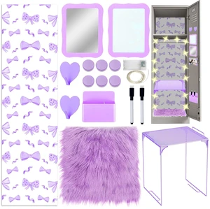 16 Pcs Locker Accessories Kit Purple Locker Organizer Decorations Include Bow Wallpaper String Light Magnetic Whiteboard Mirror Storage Cup Marker Rug Organizing Shelf for Back to School Supply 16 Pcs Locker Accessories Kit Purple Locker Organizer Decorations Include Bow Wallpaper String Light Magnetic Whiteboard Mirror Storage Cup Marker Rug Organizing Shelf for Back to School Supply