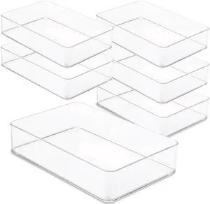Plastic Clear Drawer Organizers. Bathroom. Kitchen, Bedroom, Utensils, Office Organizer Bins, Storage Trays. Stackable. 9" x 6" x 2" Set of 6 Plastic Clear Drawer Organizers. Bathroom. Kitchen, Bedroom, Utensils, Office Organizer Bins, Storage Trays. Stackable. 9" x 6" x 2" Set of 6