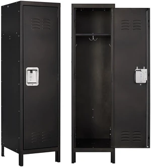 Metal Storage Locker, Lockable Employees Metal Locker with Door, 55" Height Steel Locker for Home, School, Office, Gym (Retro Black) Metal Storage Locker, Lockable Employees Metal Locker with Door, 55" Height Steel Locker for Home, School, Office, Gym (Retro Black)