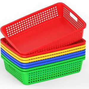 8 Pack Classroom Storage Baskets 15''x10''x3'' Large Plastic Paper Trays with Handle Letter Size A4 Paper Toy Basket Turn in Trays for Library Office Desk Drawer Organizing (8, Bright Color) 8 Pack Classroom Storage Baskets 15''x10''x3'' Large Plastic Paper Trays with Handle Letter Size A4 Paper Toy Basket Turn in Trays for Library Office Desk Drawer Organizing (8, Bright Color)
