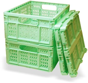 20L Folding Crate, 4Pack Plastic Storage Baskets Organizer for Home and Office,Collapsible Storage Crates for Home Office and Outdoor Organizer. (Green) 20L Folding Crate, 4Pack Plastic Storage Baskets Organizer for Home and Office,Collapsible Storage Crates for Home Office and Outdoor Organizer. (Green)