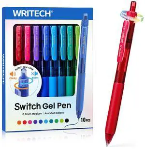 Colored Gel Pens 0.7mm: Switch Silent Click Mode for Quiet or Click Feedback Smooth Writing Quick Dry Ink Medium Point for Note Taking Color Coding Journaling School Office Study Colored Gel Pens 0.7mm: Switch Silent Click Mode for Quiet or Click Feedback Smooth Writing Quick Dry Ink Medium Point for Note Taking Color Coding Journaling School Office Study