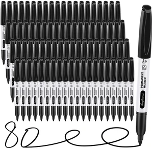 Black Permanent Markers Bulk Fine Point, Fine Tip Markers Set, Quick Drying and Fade Resistant, Waterproof, Works on Wood, Plastic, Paper, Metal for Classroom, Office, Home, 80 Count Black Permanent Markers Bulk Fine Point, Fine Tip Markers Set, Quick Drying and Fade Resistant, Waterproof, Works on Wood, Plastic, Paper, Metal for Classroom, Office, Home, 80 Count