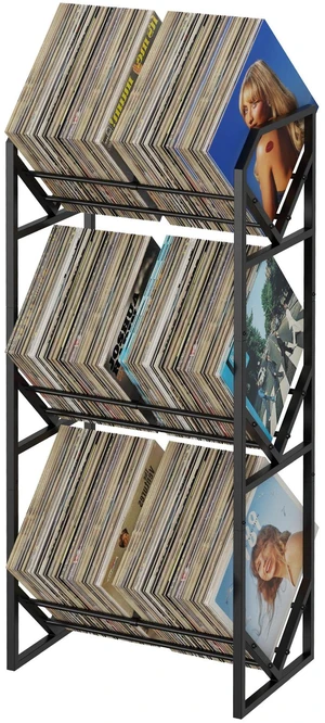 3 Tier Vinyl Record Storage Rack, Metal Shelf Stores 300 LPs, Large Capacity Album Holder Stand with Reinforced Design for Albums, Magazine, Book 3 Tier Vinyl Record Storage Rack, Metal Shelf Stores 300 LPs, Large Capacity Album Holder Stand with Reinforced Design for Albums, Magazine, Book