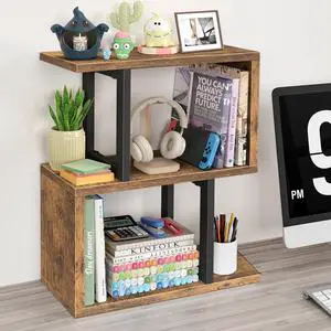 Desktop Bookshelf for Top of Desk Shelf - Brown Book Organizer 3-Tier Shelves Storage Small Bookcase Hutch for Dorm Office College Desktop Bookshelf for Top of Desk Shelf - Brown Book Organizer 3-Tier Shelves Storage Small Bookcase Hutch for Dorm Office College