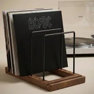 Decorative Vinyl Record Storage For Up to 75 Single Records - LP Holder Neatly Holds Up to 75 Records - Sleek Decorative Vinyl Storage Rack for Your Living Room, Home Office or Studio Decorative Vinyl Record Storage For Up to 75 Single Records - LP Holder Neatly Holds Up to 75 Records - Sleek Decorative Vinyl Storage Rack for Your Living Room, Home Office or Studio
