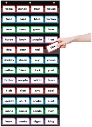 20W x 48.25H Classroom Words Pocket Chart with 12 Clear Pockets, Black Standard Pocket Chart for Classroom and Home for Sentence Strips, Reusable Clear Pocket Hanging Words Chart (Black) 20W x 48.25H Classroom Words Pocket Chart with 12 Clear Pockets, Black Standard Pocket Chart for Classroom and Home for Sentence Strips, Reusable Clear Pocket Hanging Words Chart (Black)