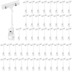 ClearClips Plastic Label Pop Clips on Shelf & Rack Signs - 50 Pack Double Sided Swivel Rotatable Menu Clips for Retail Display ClearClips Plastic Label Pop Clips on Shelf & Rack Signs - 50 Pack Double Sided Swivel Rotatable Menu Clips for Retail Display