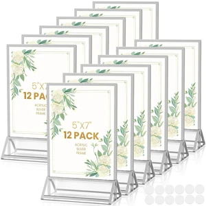 5X7 Silver Frames Double-Sided Acrylic Sign Holder12 PCS Silver Picture Frame 5x7 for Menu Holder Wedding Table Number Holder Christmas Photo Frames with Sticky Dots 5X7 Silver Frames Double-Sided Acrylic Sign Holder12 PCS Silver Picture Frame 5x7 for Menu Holder Wedding Table Number Holder Christmas Photo Frames with Sticky Dots