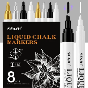 4 Colors Liquid Chalk Markers for Blackboard, Gold Silver Black White Wet Erase No Residue, 2mm/6mm Reversible & 0.7mm Fine Tip - Decorative, Holiday Party, Chalkboard, Glass Board, Car Window 4 Colors Liquid Chalk Markers for Blackboard, Gold Silver Black White Wet Erase No Residue, 2mm/6mm Reversible & 0.7mm Fine Tip - Decorative, Holiday Party, Chalkboard, Glass Board, Car Window