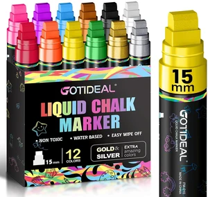 Chalk Markers, Car Markers Washable for Auto, Car Window Markers 15mm Jumbo Liquid Chalk Markers, Car Window Paint for Glass, Mirror, Chalkboard and Blackboard, 12 Colors, 3-in-1 Thick Tip Chalk Markers, Car Markers Washable for Auto, Car Window Markers 15mm Jumbo Liquid Chalk Markers, Car Window Paint for Glass, Mirror, Chalkboard and Blackboard, 12 Colors, 3-in-1 Thick Tip