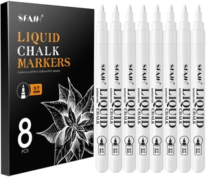 White Liquid Chalk Markers for Blackboard Glass, 8 Pack, 0.7mm Tip Wet Erase No Residue, Opaque Chalkboard Marker for Chalkboard, Bistro Menu, Business Sign, Windows, Label, Non-Toxic No Dust White Liquid Chalk Markers for Blackboard Glass, 8 Pack, 0.7mm Tip Wet Erase No Residue, Opaque Chalkboard Marker for Chalkboard, Bistro Menu, Business Sign, Windows, Label, Non-Toxic No Dust