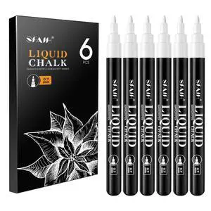 White Liquid Chalk Markers for Blackboard Glass, 6 Pack, 0.7mm Tip Wet Erase No Residue, Opaque Chalkboard Marker for Chalkboard, Bistro Menu, Business Sign, Windows, Label, Non-Toxic No Dust White Liquid Chalk Markers for Blackboard Glass, 6 Pack, 0.7mm Tip Wet Erase No Residue, Opaque Chalkboard Marker for Chalkboard, Bistro Menu, Business Sign, Windows, Label, Non-Toxic No Dust