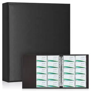 A4 Business Card Binder, PU Leather Organizer with 30 Pack Sleeves (600 Pockets), Business Card Holder Book for Credit Cards, Membership Cards, and More - Black A4 Business Card Binder, PU Leather Organizer with 30 Pack Sleeves (600 Pockets), Business Card Holder Book for Credit Cards, Membership Cards, and More - Black