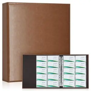 A4 Business Card Holder Organizer, PU Leather Card Binder with 30 Pack Sleeves (600 Pockets), Card Holder Book for Credit Cards, Membership Cards, and More - Brown A4 Business Card Holder Organizer, PU Leather Card Binder with 30 Pack Sleeves (600 Pockets), Card Holder Book for Credit Cards, Membership Cards, and More - Brown