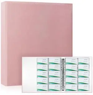 A4 Business Card Organizer, PU Leather Card Binder with 30 Pack Sleeves (600 Pockets), Business Card Holder Book for Credit Cards, Membership Cards, and More - Pink A4 Business Card Organizer, PU Leather Card Binder with 30 Pack Sleeves (600 Pockets), Business Card Holder Book for Credit Cards, Membership Cards, and More - Pink