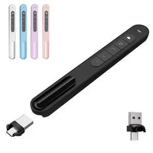 Presentation Clicker for Powerpoint Presentations, Black, A & C Long-Range Wireless Presenter Remote, Magnetic USB Receiver, PowerPoint Clicker Compatible with Windows/Android/macOS/Linux Presentation Clicker for Powerpoint Presentations, Black, A & C Long-Range Wireless Presenter Remote, Magnetic USB Receiver, PowerPoint Clicker Compatible with Windows/Android/macOS/Linux