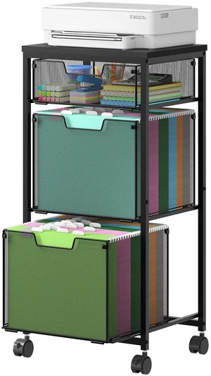3 Drawer Mobile File Cabinet for Home Office, Rolling Filing Cabinet on Lockable Wheels, Hanging File Folders Organizer, Utility Cart Storage and Organizer, Printer Stand, Black 3 Drawer Mobile File Cabinet for Home Office, Rolling Filing Cabinet on Lockable Wheels, Hanging File Folders Organizer, Utility Cart Storage and Organizer, Printer Stand, Black