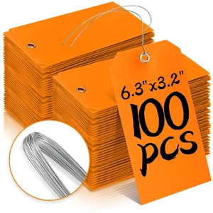 AmazonBasics 100pc Plastic Shipping Tags - BrieFcase Wires, Blank with Reinforcement Hole, Orange, 6 1/4" x 3 1/8" Durable Waterproof Hang Tags AmazonBasics 100pc Plastic Shipping Tags - BrieFcase Wires, Blank with Reinforcement Hole, Orange, 6 1/4" x 3 1/8" Durable Waterproof Hang Tags