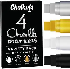 15mm Jumbo Washable Car Window Markers | White, Black, Gold Silver 4, 15mm Chalk Pens - Safe Erasable Liquid Paint Chalk Markers for Blackboard Chalkboards, Glass Board, Auto Mirror 15mm Jumbo Washable Car Window Markers | White, Black, Gold Silver 4, 15mm Chalk Pens - Safe Erasable Liquid Paint Chalk Markers for Blackboard Chalkboards, Glass Board, Auto Mirror