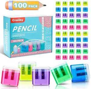100 Pack Pencil Sharpeners Bulk - Colored Handheld Pencil Crayon Double Hole Sharpener, School Classroom Supplies 100 Pack Pencil Sharpeners Bulk - Colored Handheld Pencil Crayon Double Hole Sharpener, School Classroom Supplies