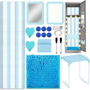 16 Pcs Locker Accessories Kit Blue Locker Organizer Decorations Include Striped Wallpaper String Light Magnetic Whiteboard Mirror Storage Cup Marker Rug Organizing Shelf for Back to School Supply 16 Pcs Locker Accessories Kit Blue Locker Organizer Decorations Include Striped Wallpaper String Light Magnetic Whiteboard Mirror Storage Cup Marker Rug Organizing Shelf for Back to School Supply