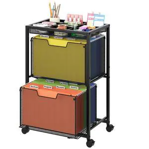 Rolling File Cart with 2 Drawers, Under Desk Storage Cabinet with DIY Divider, Letter/Legal Mobile Filling Cabinet on Wheels, Hanging File Folders Organizer, Metal Utility Cart for Home Office, Black Rolling File Cart with 2 Drawers, Under Desk Storage Cabinet with DIY Divider, Letter/Legal Mobile Filling Cabinet on Wheels, Hanging File Folders Organizer, Metal Utility Cart for Home Office, Black