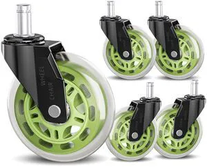 Office Chair Caster Wheels Replacement 3 Inch Roller Blade, Set of 5 Green Heavy Duty Quiet No Scratch Rubber Gaming Chair Wheel for Hardwood Floor Carpet, 11mm Universal Fit/Not Fit 1KEA Office Chair Caster Wheels Replacement 3 Inch Roller Blade, Set of 5 Green Heavy Duty Quiet No Scratch Rubber Gaming Chair Wheel for Hardwood Floor Carpet, 11mm Universal Fit/Not Fit 1KEA