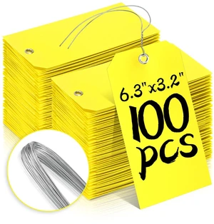100 Pcs Waterproof Tags Writable Plastic Tags for Labeling Tag with Wire Tie Large Heavy Duty Tags Moving Tags Pipe Tags for Outdoors Car Garage Storage Box Equipment Parts (Yellow, 6 1/4" x 3 1/8") 100 Pcs Waterproof Tags Writable Plastic Tags for Labeling Tag with Wire Tie Large Heavy Duty Tags Moving Tags Pipe Tags for Outdoors Car Garage Storage Box Equipment Parts (Yellow, 6 1/4" x 3 1/8")