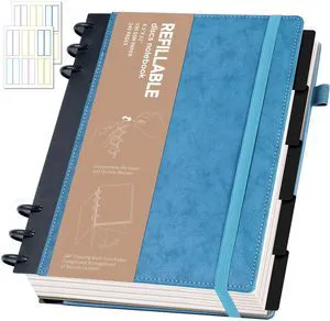 Refillable Notebooks for Work 5 Subject with Removable Dividers Tabs Blue,240 Pages Hardcover Leather Journals for Writing Large Discbound Planner Colleged Ruled Paper for Women Men,8.58 x 11 Refillable Notebooks for Work 5 Subject with Removable Dividers Tabs Blue,240 Pages Hardcover Leather Journals for Writing Large Discbound Planner Colleged Ruled Paper for Women Men,8.58 x 11