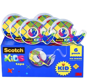Kids Tape Dispenser, Invisible, 3/4 in x 650 in Kid Approved No Mess Fun, 6 Tape Rolls with Dispensers Kids Tape Dispenser, Invisible, 3/4 in x 650 in Kid Approved No Mess Fun, 6 Tape Rolls with Dispensers