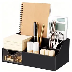 Acrylic Desk Organizer with Drawer, Pen & Pencil Holder, Multifunctional Desktop Caddy for Office Supply and Organization (Black) Acrylic Desk Organizer with Drawer, Pen & Pencil Holder, Multifunctional Desktop Caddy for Office Supply and Organization (Black)
