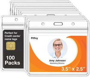 Clear ID Holder for Lanyard - ID Card Holder Waterproof (Inches, 3.5 x 2.25 Horizontal 100 Pack) Clear ID Holder for Lanyard - ID Card Holder Waterproof (Inches, 3.5 x 2.25 Horizontal 100 Pack)