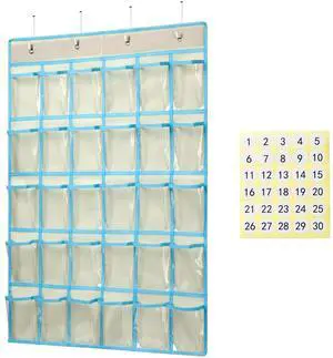 Classroom Pocket Charts for Cell Phone Calculator Holders, Pocket Organizer for Cell phone Jail with 30 Clear Pockets chart Size 33.5 x 24.5 Inch Classroom Pocket Storage (Beige-30pockets) Classroom Pocket Charts for Cell Phone Calculator Holders, Pocket Organizer for Cell phone Jail with 30 Clear Pockets chart Size 33.5 x 24.5 Inch Classroom Pocket Storage (Beige-30pockets)