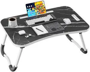 Folding Lap Desk, 23.6 Inch Wood Laptop Bed Desk with Cup Holder, Portable Bed Table for Working Writing Reading & Eating for Bed, Sofa, Couch, Floor - Dark Black Folding Lap Desk, 23.6 Inch Wood Laptop Bed Desk with Cup Holder, Portable Bed Table for Working Writing Reading & Eating for Bed, Sofa, Couch, Floor - Dark Black
