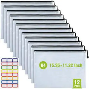 12PCS Mesh Zipper Pouch Bags: B4 Clear Zipper Pouches for Classroom, Black 15.35×11.22 Inch Plastic Mesh Bag for Board Game Puzzles Storage, Waterproof Organizing Pouch for School and Office Supplies 12PCS Mesh Zipper Pouch Bags: B4 Clear Zipper Pouches for Classroom, Black 15.35×11.22 Inch Plastic Mesh Bag for Board Game Puzzles Storage, Waterproof Organizing Pouch for School and Office Supplies