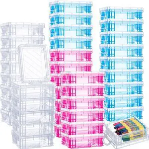 40 Pcs Plastic Crayon Boxes, Clear, Red, Blue Holds 24 Crayons, with Snap Lid Container, Clear Stackable Case, for School Office Classroom Supplies, Pen Pencil Craft 40 Pcs Plastic Crayon Boxes, Clear, Red, Blue Holds 24 Crayons, with Snap Lid Container, Clear Stackable Case, for School Office Classroom Supplies, Pen Pencil Craft