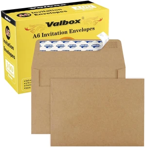 100 Qty A6 Envelopes Self Seal 6.5 x 4.75" Brown Kraft Paper Invitation Envelopes for 4x6 Cards, Photos, Invitations, Weddings, Baby Shower, Birthiday, Announcements, RSVP (A6) 100 Qty A6 Envelopes Self Seal 6.5 x 4.75" Brown Kraft Paper Invitation Envelopes for 4x6 Cards, Photos, Invitations, Weddings, Baby Shower, Birthiday, Announcements, RSVP (A6)
