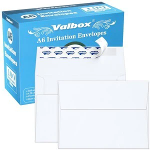 100 Qty A6 Envelopes Self Seal 6.5 x 4.75" White Kraft Paper Invitation Envelopes for 4x6 Cards, Photos, Invitations, Weddings, Baby Shower, Birthday, Announcements, RSVP (A6) 100 Qty A6 Envelopes Self Seal 6.5 x 4.75" White Kraft Paper Invitation Envelopes for 4x6 Cards, Photos, Invitations, Weddings, Baby Shower, Birthday, Announcements, RSVP (A6)