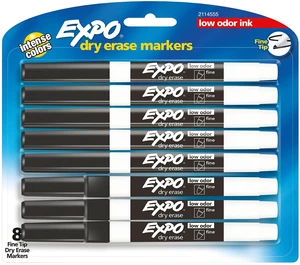 Dry Erase Marker, Fine Tip, Black Ink, 8/Pack Dry Erase Marker, Fine Tip, Black Ink, 8/Pack