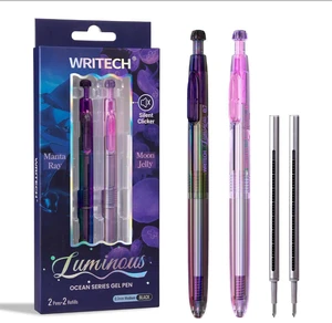 Gel Pens Medium Point: Luminous pen set 0.7mm, Black Ink, Includes 2 Pens and 2 Refills, Silent Clicker, Smooth Writing for School Office & Everyday Use Gel Pens Medium Point: Luminous pen set 0.7mm, Black Ink, Includes 2 Pens and 2 Refills, Silent Clicker, Smooth Writing for School Office & Everyday Use
