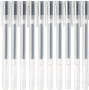 Gel Ink Ballpoint Pen Cap Type 10-Pieces Set, 0.38 mm Nib Size, Black Gel Ink Ballpoint Pen Cap Type 10-Pieces Set, 0.38 mm Nib Size, Black
