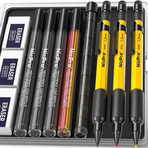 3 PCS 1.3 mm Mechanical Pencil Set with 48 Lead Refills, 3 Eraser MP2000 Weatherproof Metal Barrel, Heavy Duty Carpenter Pencils for Outdoor Marking Drafting Drawing Woodworking - with Case 3 PCS 1.3 mm Mechanical Pencil Set with 48 Lead Refills, 3 Eraser MP2000 Weatherproof Metal Barrel, Heavy Duty Carpenter Pencils for Outdoor Marking Drafting Drawing Woodworking - with Case