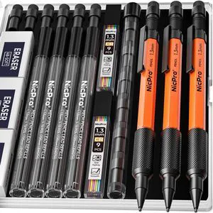 3 PCS 1.3 mm Mechanical Pencils Set with 66 Lead Refill, 3 Eraser MP2000 Orange Weatherproof Metal Barrel, Heavy Duty Carpenter Pencil for Outdoor Construction Marking Drafting and Drawing 3 PCS 1.3 mm Mechanical Pencils Set with 66 Lead Refill, 3 Eraser MP2000 Orange Weatherproof Metal Barrel, Heavy Duty Carpenter Pencil for Outdoor Construction Marking Drafting and Drawing