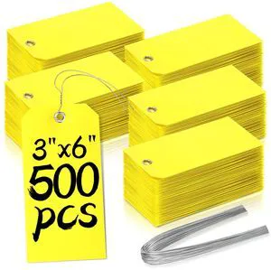 500 Pieces Plastic Shipping Tags with Wire Waterproof Hang Tags Heavy Duty Labeling Tags with String Wires Tags Labels Labeling Tags Stacking Tags for Equipment Car Parts (Yellow, 3x6) 500 Pieces Plastic Shipping Tags with Wire Waterproof Hang Tags Heavy Duty Labeling Tags with String Wires Tags Labels Labeling Tags Stacking Tags for Equipment Car Parts (Yellow, 3x6)